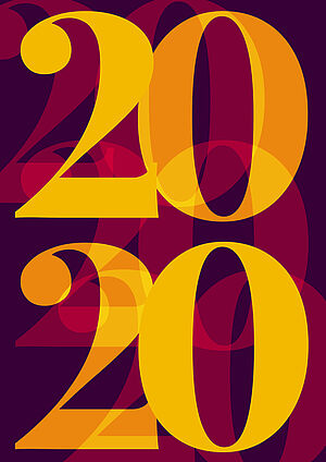Eine Darstellung der Zahl 2020 mit Transparenzen als Trendbeispiel aus dem Jahr 2020