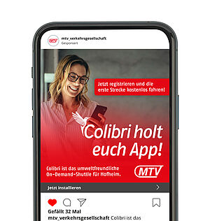 Handybildschirm mit Social-Media-Ad, die von Hauptsache Kommunikation im Rahmen der Colibri Kampagne erstellt wurde