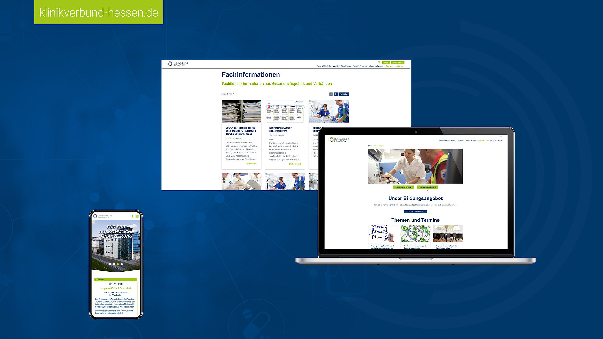Responsives Webdesign für den Klinikverbund Hessen