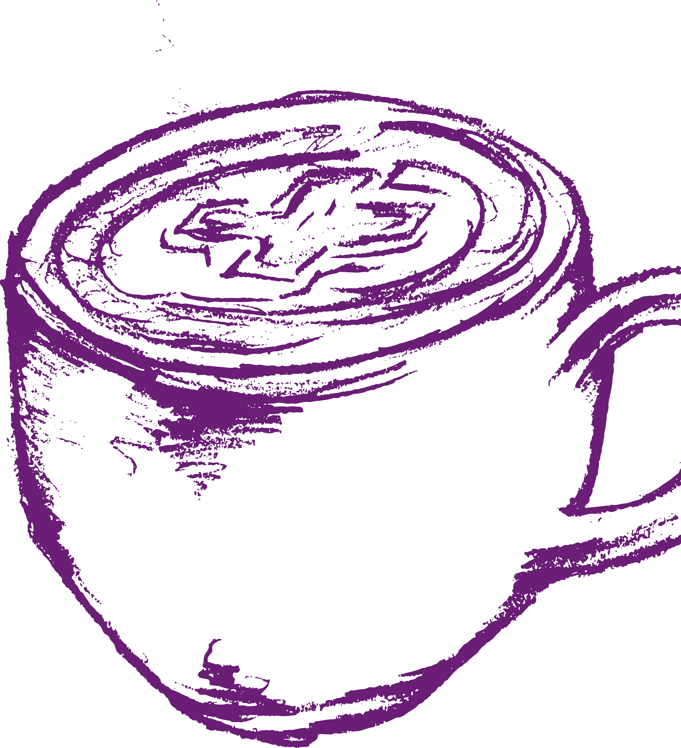 Gezeichnete Kaffeetasse mit dem Logo von Hauptsache Kommunikation als Muster in der Sahne