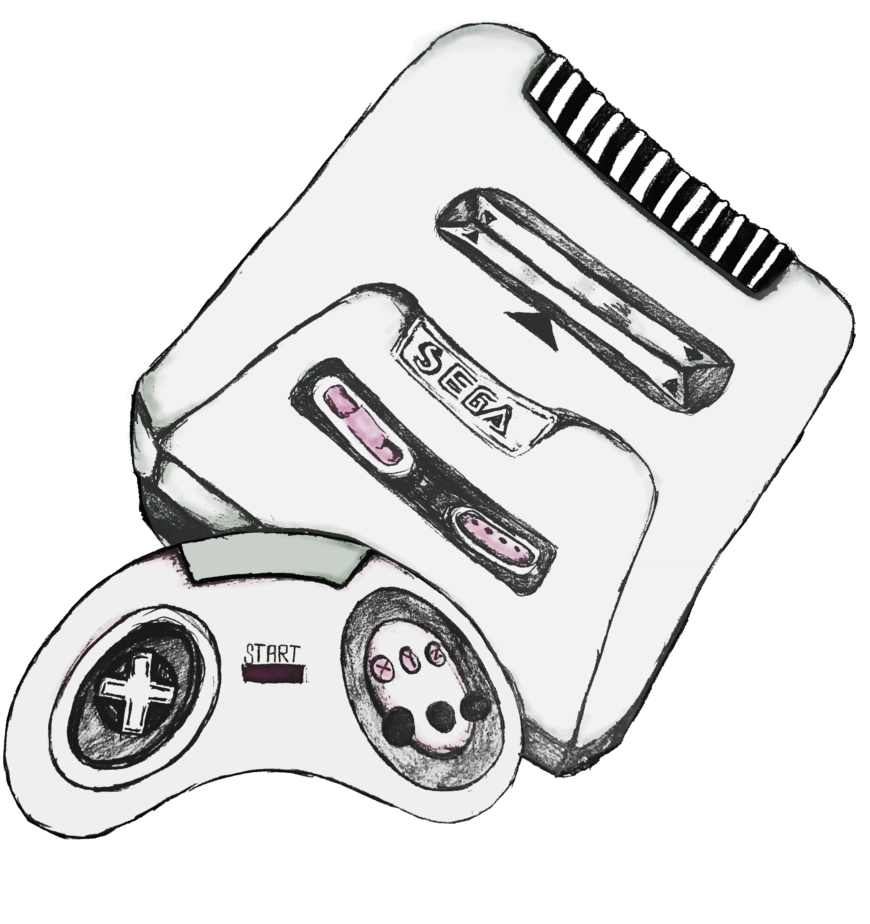 Eine Spielekonsole mit Controller Eine Spielekonsole mit Controller illustriert