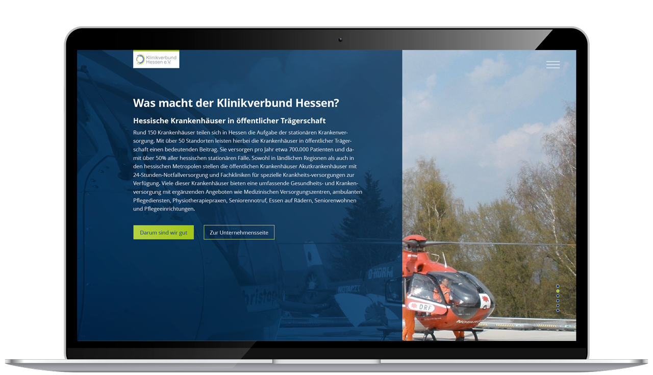 Microsite begleitend zu einer Imagekampagne für den Klinikvernund Hessen