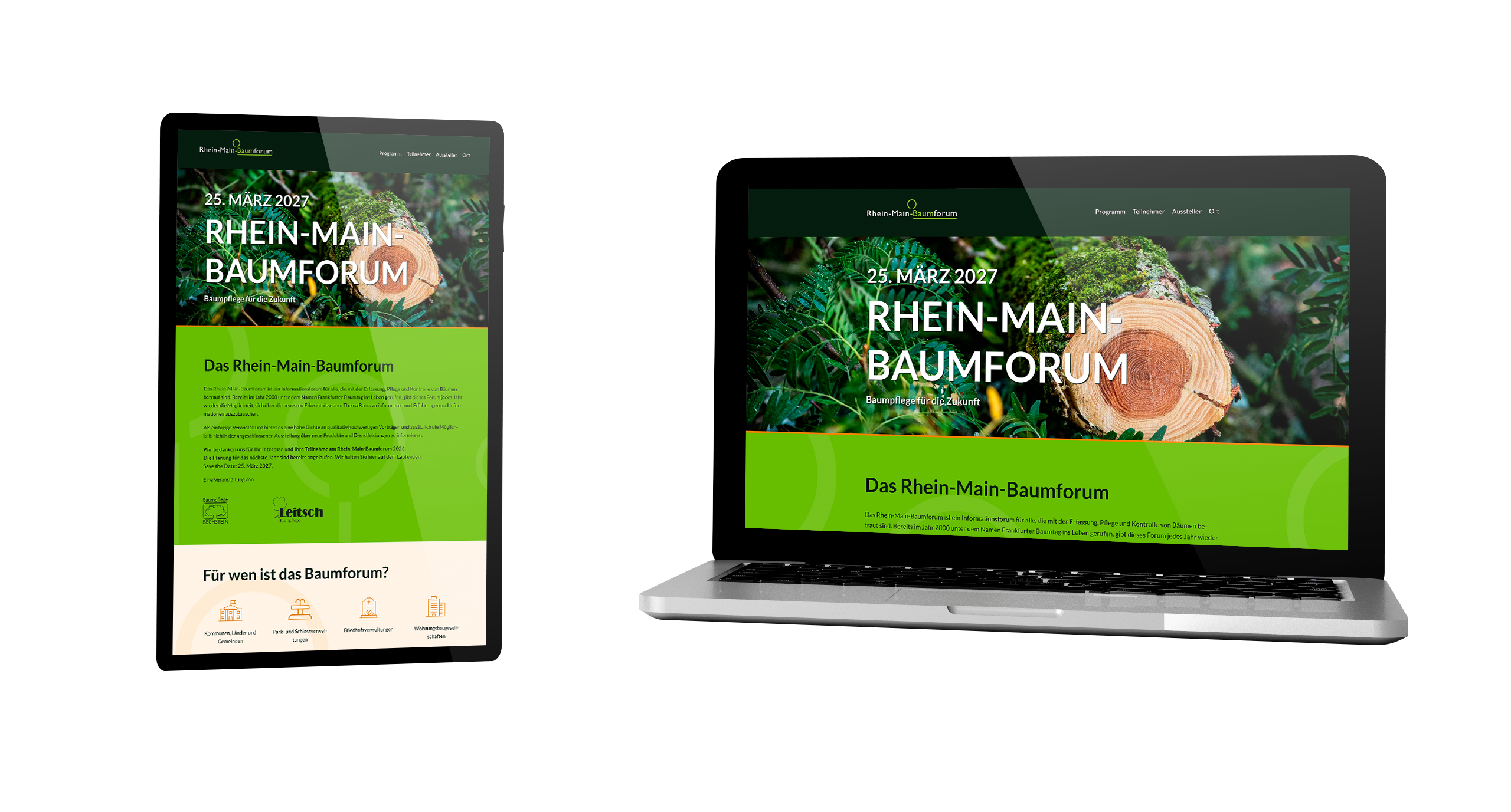 Rhein-Main-Forum Website auf verschiedenen Ausgabemedien